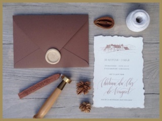 Elegantní svatební oznámení v obálce Colorplan Claret (Print my Dream)